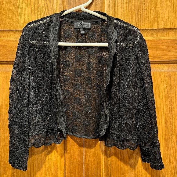 Dress Barn Jackets & Blazers - Dressbarn Collection Elegant Black Lace Sequin Cropped Jacket - Size Large